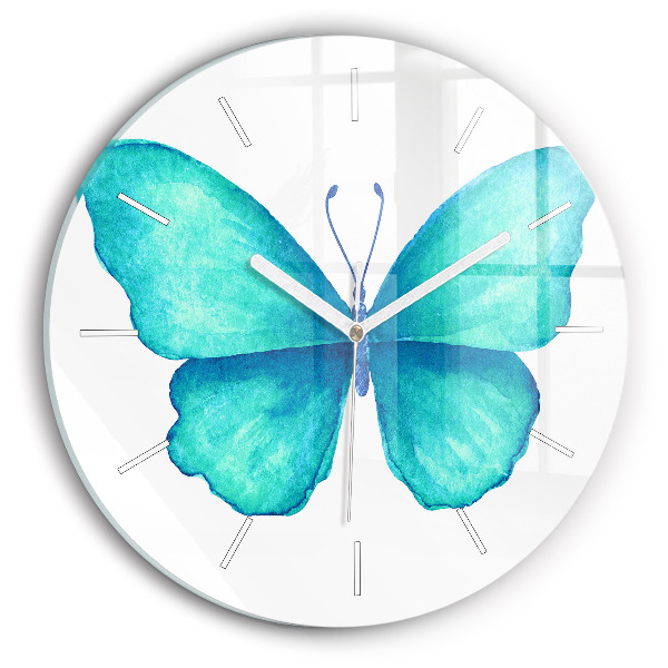 Horloge ronde 'Papillon d''été turquoise'
