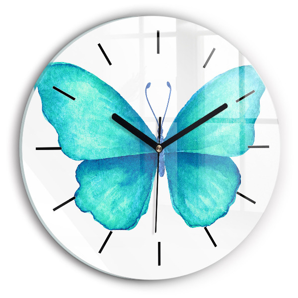 Horloge ronde 'Papillon d''été turquoise'