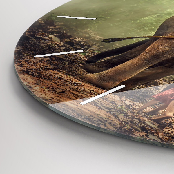 Horloge ronde Enfants conduisant un éléphant