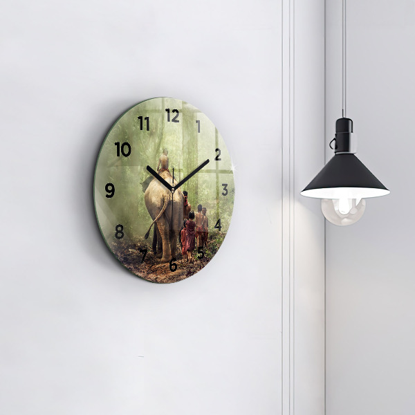 Horloge ronde Enfants conduisant un éléphant