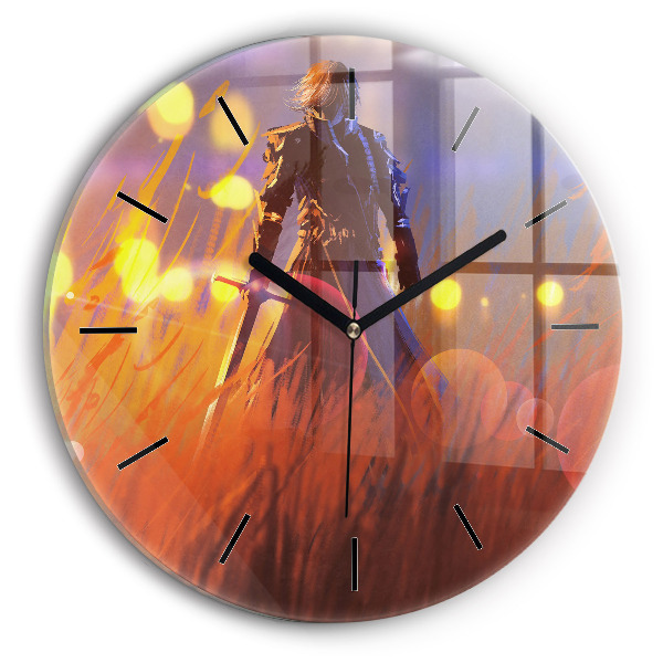 Horloge ronde Chevalier avec une épée