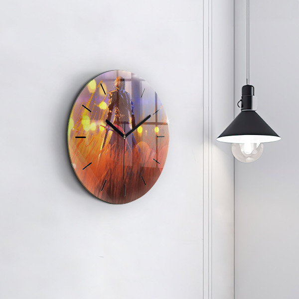 Horloge ronde Chevalier avec une épée