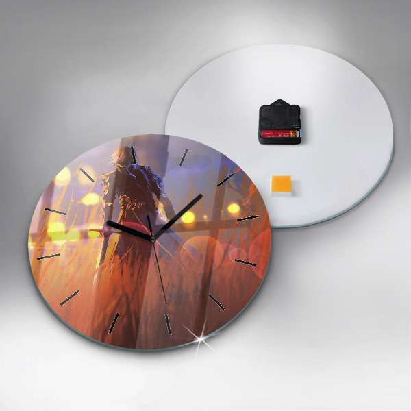 Horloge ronde Chevalier avec une épée
