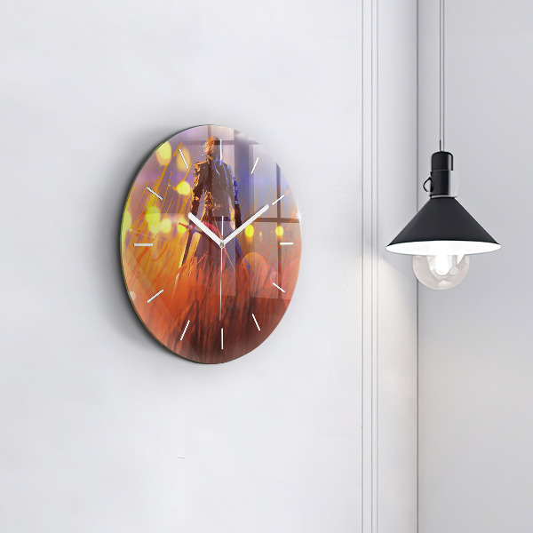 Horloge ronde Chevalier avec une épée