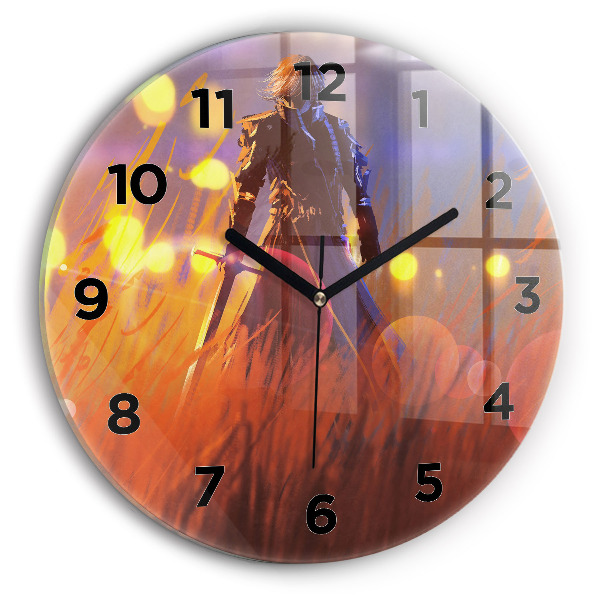 Horloge ronde Chevalier avec une épée