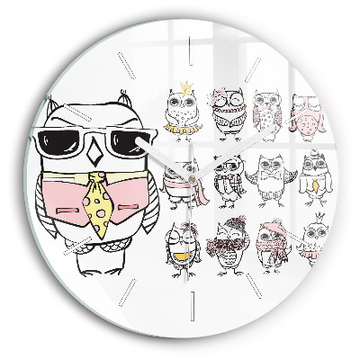 Horloge ronde Affiche vintage de hibou