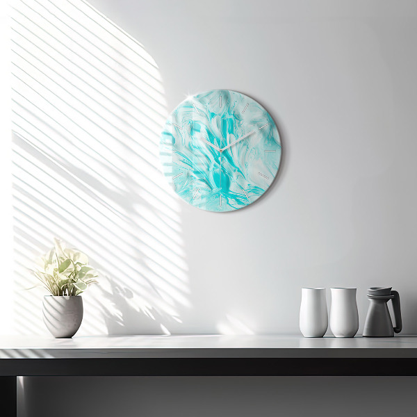Horloge ronde Abstraction bleue