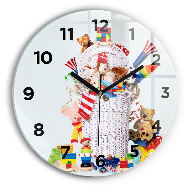 Horloge ronde Panier en osier avec jouets