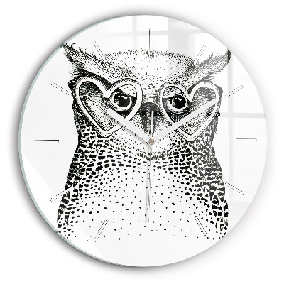 Horloge ronde Hibou dessiné avec des lunettes