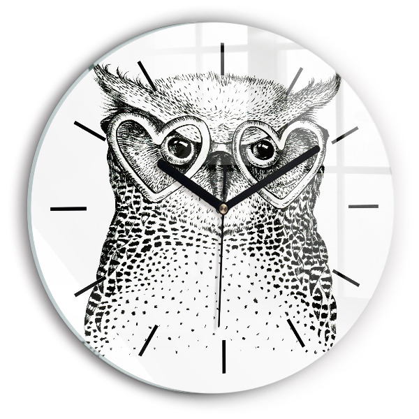 Horloge ronde Hibou dessiné avec des lunettes