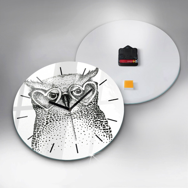 Horloge ronde Hibou dessiné avec des lunettes