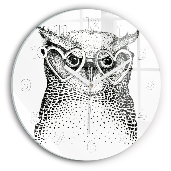 Horloge ronde Hibou dessiné avec des lunettes