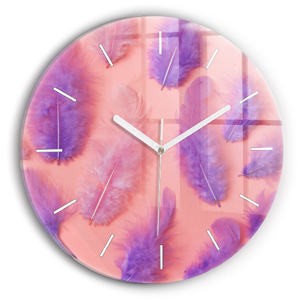 Horloge ronde plumes colorées