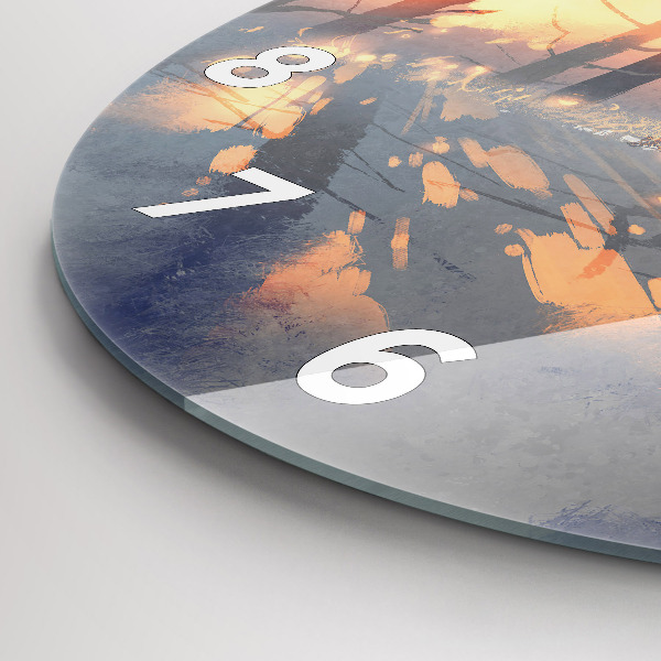 Horloge ronde 'Paysage d''arbres d''hiver'