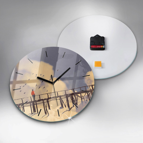 Horloge ronde 'L''homme sur le vieux pont'