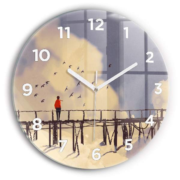 Horloge ronde 'L''homme sur le vieux pont'