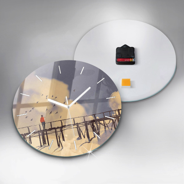 Horloge ronde 'L''homme sur le vieux pont'