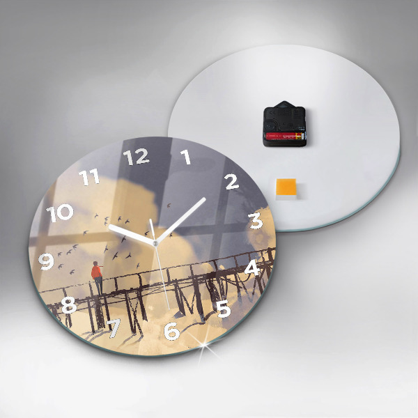 Horloge ronde 'L''homme sur le vieux pont'