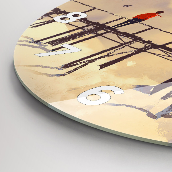 Horloge ronde 'L''homme sur le vieux pont'