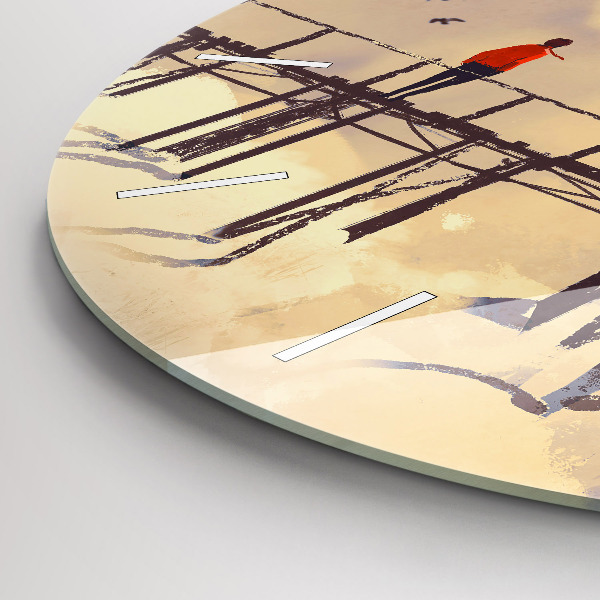 Horloge ronde 'L''homme sur le vieux pont'