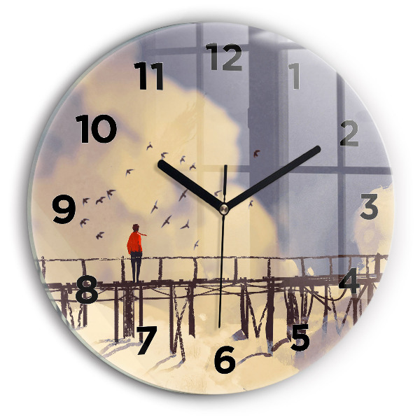Horloge ronde 'L''homme sur le vieux pont'