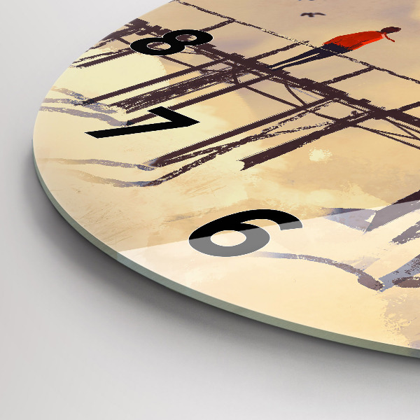 Horloge ronde 'L''homme sur le vieux pont'