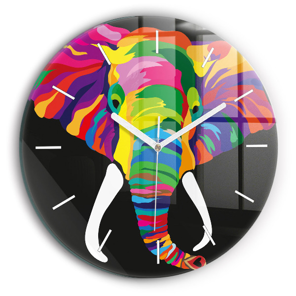 Horloge ronde Éléphant coloré