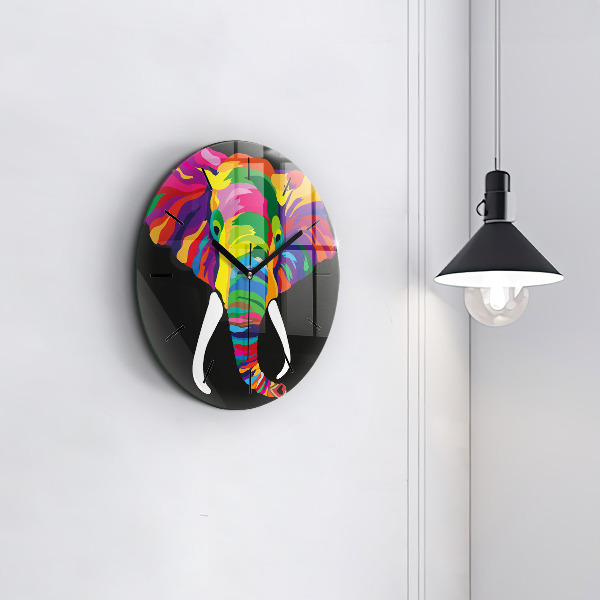 Horloge ronde Éléphant coloré
