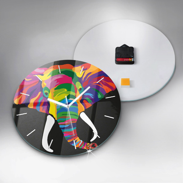 Horloge ronde Éléphant coloré