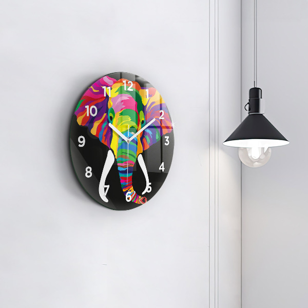 Horloge ronde Éléphant coloré