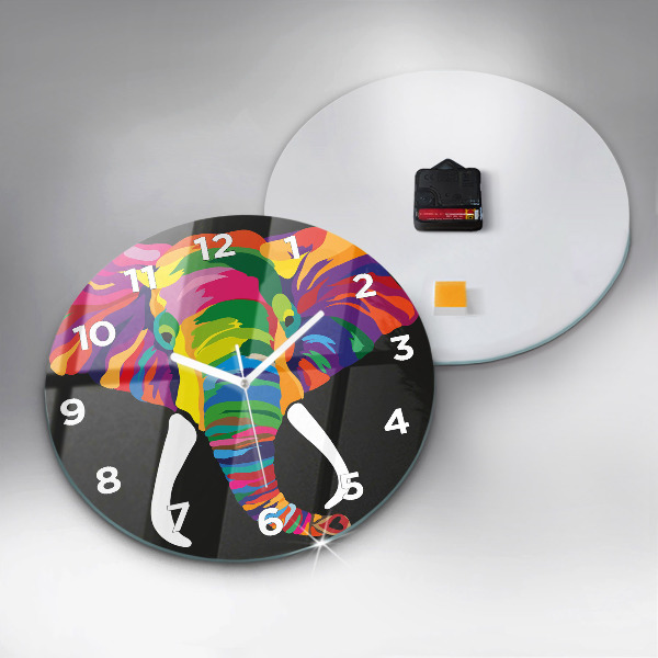 Horloge ronde Éléphant coloré