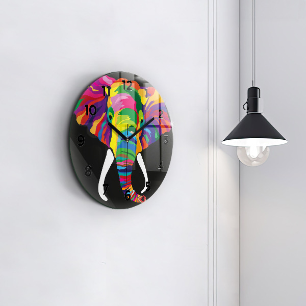Horloge ronde Éléphant coloré