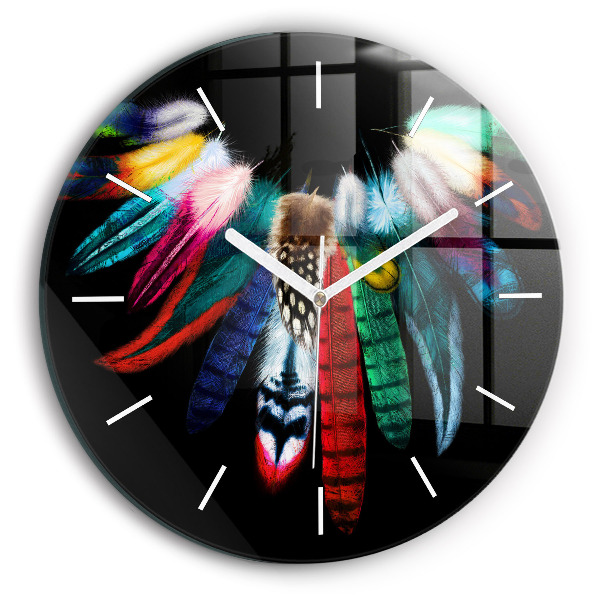 Horloge ronde 'Plumes d''oiseaux colorées'
