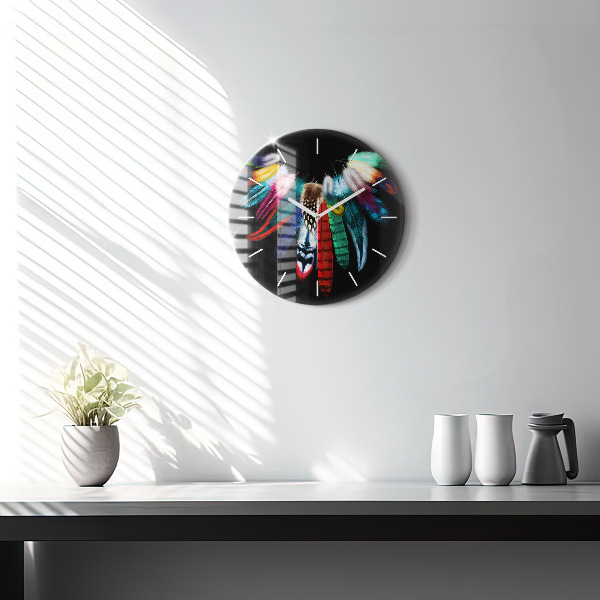 Horloge ronde 'Plumes d''oiseaux colorées'