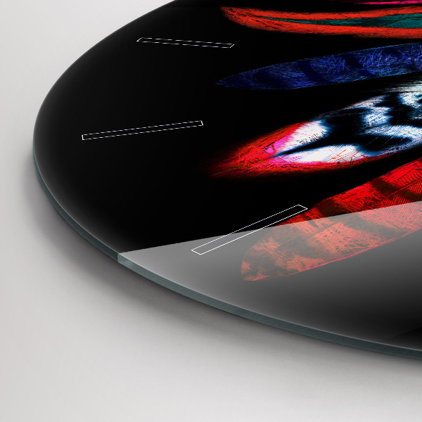 Horloge ronde 'Plumes d''oiseaux colorées'