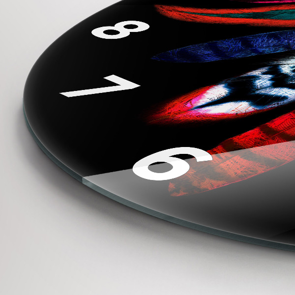 Horloge ronde 'Plumes d''oiseaux colorées'