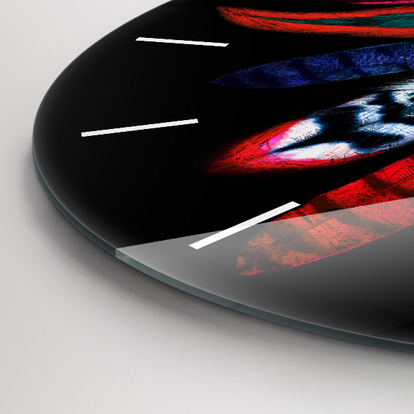 Horloge ronde 'Plumes d''oiseaux colorées'