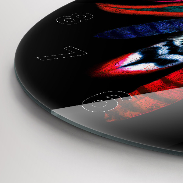 Horloge ronde 'Plumes d''oiseaux colorées'