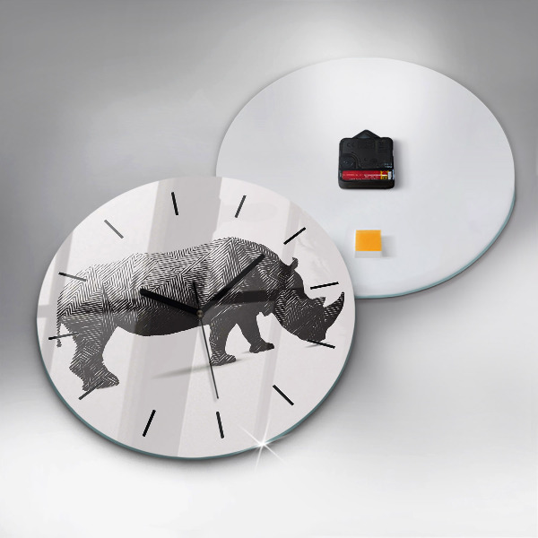 Horloge ronde Dessin au trait de rhinocéros