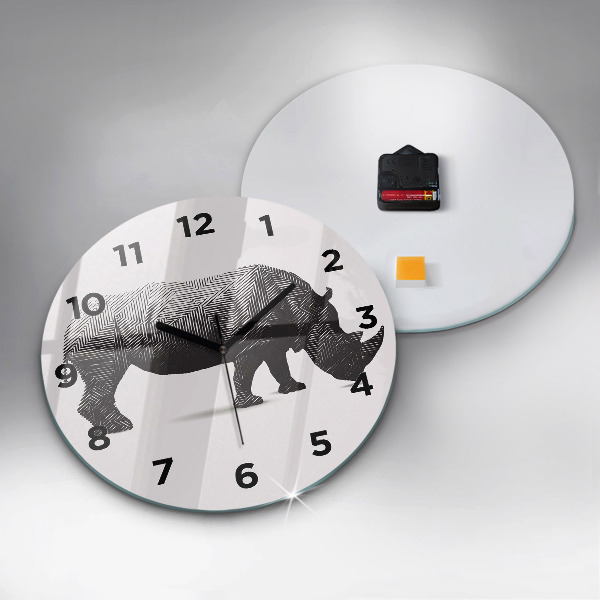 Horloge ronde Dessin au trait de rhinocéros