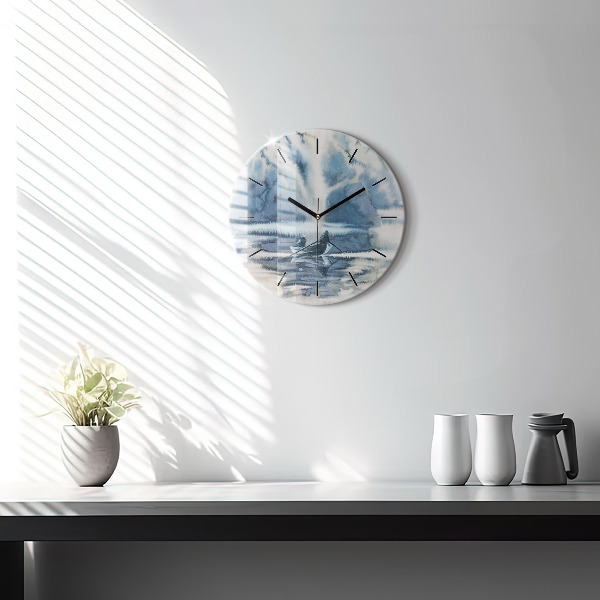 Horloge ronde Pêcheur sur le lac