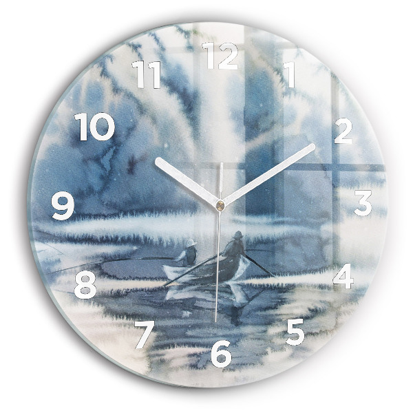 Horloge ronde Pêcheur sur le lac