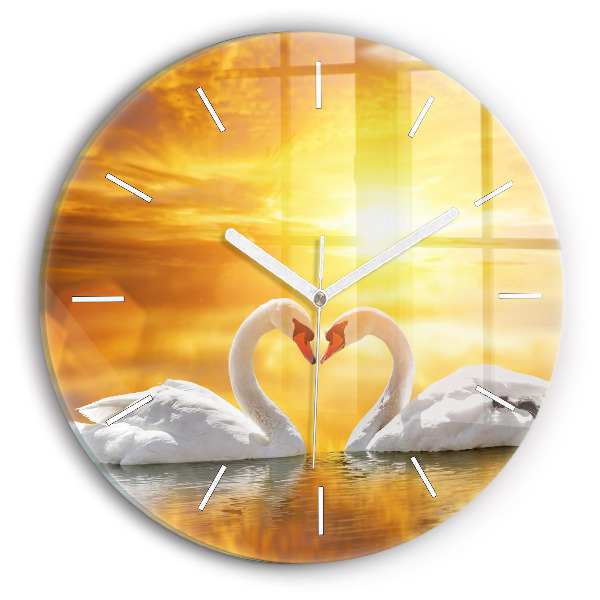 Horloge ronde Cygnes amoureux