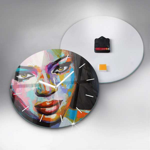 Horloge ronde Visage de femme coloré