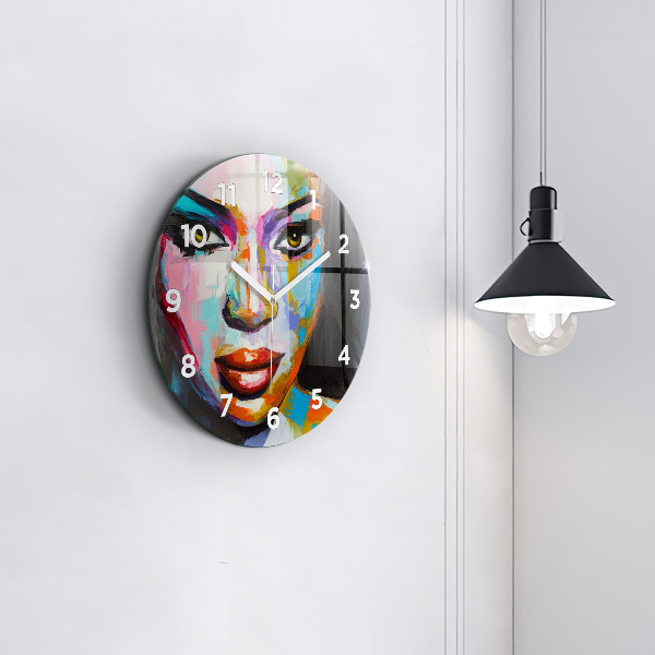 Horloge ronde Visage de femme coloré