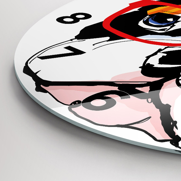 Horloge ronde Bouledogue français avec des lunettes