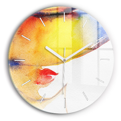 Horloge ronde Femme au chapeau