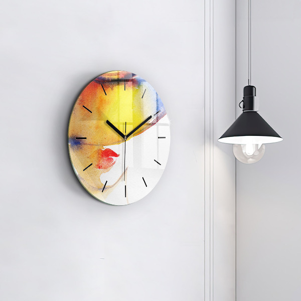 Horloge ronde Femme au chapeau