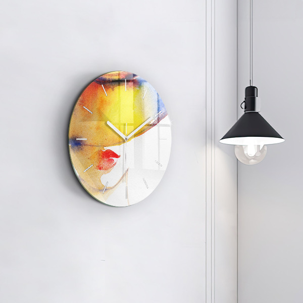 Horloge ronde Femme au chapeau