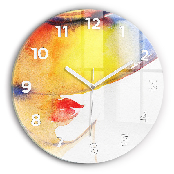 Horloge ronde Femme au chapeau